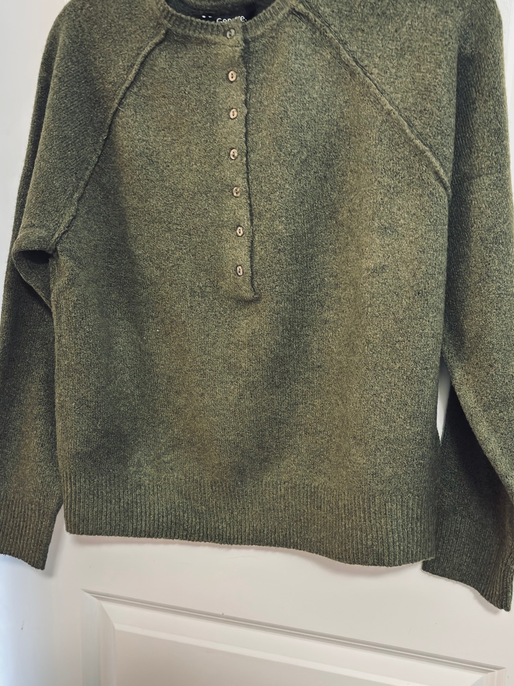 George Olive Green Henley Crewneck Sweater